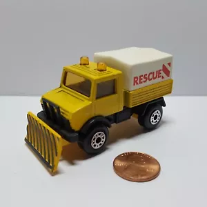 Lesney Matchbox Superfast #48 Yellow UNIMOG Rescue Snow Plow - NO Hood Label - Picture 1 of 8