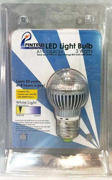 PINTRUS PARA19-OS4034 LED Light Bulb 80K Life Warm White Life  255 Lumens NEW - Image 1 of 2