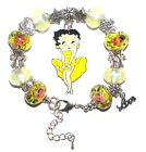 Betty Boop Bracelet, Zesty Lemon Babe, Springtime, With European Beads & Charms