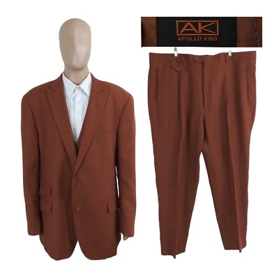 NUEVO Traje de Lana Apollo King 3 Piezas Naranja Óxido Super 150s 52L Pantalones 47X31 Foto 1 de 4