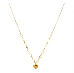 Titanium Gold Love Heart Pendant Chain Necklace - Picture 1 of 2