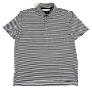 Tommy Hilfiger Black White Striped Polo Classic Fit Mens Large Shirt - Picture 1 of 8