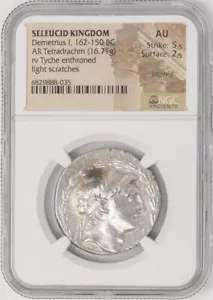 Seleucid Kingdom 162-150 BC AR Tetradrachm Demetrius I AU NGC 948638-30 - Picture 1 of 5