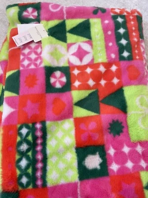 Magaschoni Multicolor Abstract Throw Blanket NWT Christmas Green Pink - Image 1 of 3
