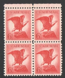 Vintage Unused US Postage Block 6 Cent U.S. AIR MAIL Stamps EAGLE - Picture 1 of 2