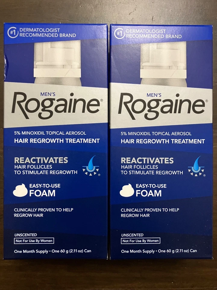 Espuma tópica sin perfume en aerosol minoxidil 5 % ROGAINE PARA HOMBRE (PAQUETE DE 2 NUEVOS) Foto 1 de 1