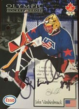 JOHN VANBIESBROUCK AUTOGRAPHED 1997-98 Esso Olympic Hockey Heroes JUMBO 5X7