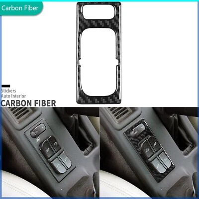 Cubierta de interruptor de elevación de ventana de consola central de fibra de carbono real para Saab 9-5 1999-2005 Foto 1 de 4