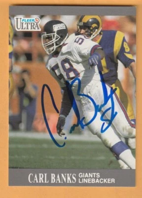 Carl Banks New York Giants AUTO Signed 1991 Fleer Ultra Michigan State Spartans - Image 1 of 2