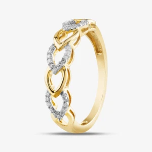 Anillo de corazones abiertos de diamantes de 0,10 quilates de oro amarillo de 9 quilates TH014821R - Imagen 1 de 4
