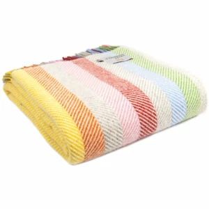 TWEEDMILL TEXTILES 100% Wool Throw Blanket BRITISH RAINBOW GREY STRIPE KNEE RUG  - Picture 1 of 23