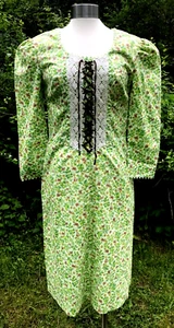 Vintage 60s Floral Prairie Romantic Lace-up Corset FESTIVAL DRESS - Picture 1 of 9