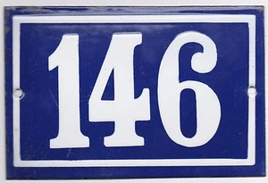 Old blue French house number 146 enamel steel door gate plate plaque - pick of 3 - Picture 1 of 4
