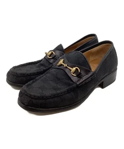 Gucci Mocassini Donna Horsebit GG Tela Nero EU 35 dal Giappone 120736K Authen - Foto 1 di 24