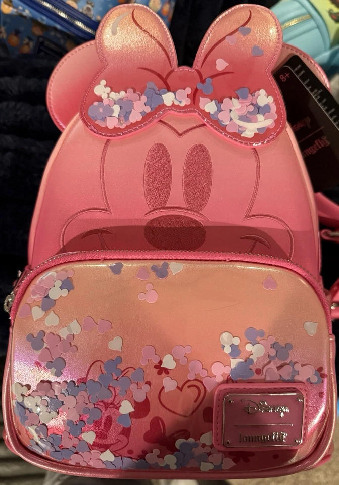 Loungefly 迪士尼米妮老鼠粉色五彩纸屑背包 TB7 全新带标签优惠 — 第 1/1 张图片