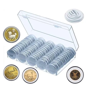 100 Stück 30 mm Münzkapsel, 5 Größen Schutzdichtung, Münzetui mit St... - Bild 1 von 7