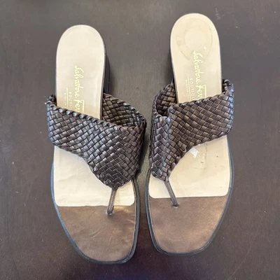 Salvatore Ferragamo Sandalias de Tacón Tejidas Talla 10  Foto 1 de 4