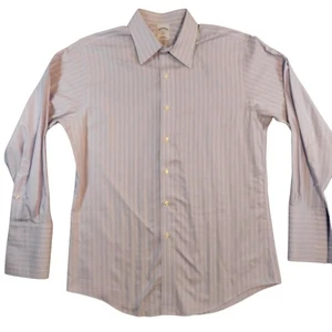Brooks Brothers Hemd Herren 16-33 lila gestreift 346 Slim Fit bügelfrei French Cuff - Bild 1 von 12