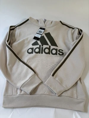 Boys 10/12 Adidas cream and olive green hooded sweatshirt - Image 1 of 4