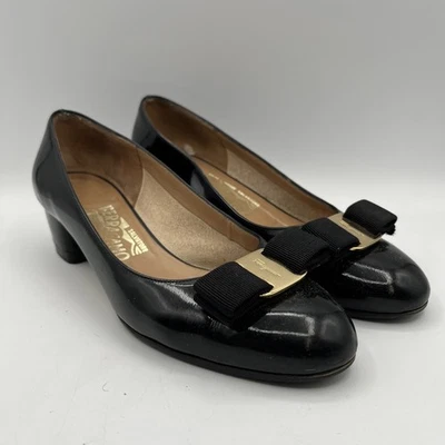 Salvatore Ferragamo Tacones de Cuero Negro para Mujer Talla 6 EE. UU. - A112834 Foto 1 de 4