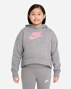 Nike Sportswear Fleece Big Girl Grey Hoodie DR8510-091 Size L (10-12 yrs) - Picture 1 of 5
