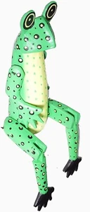 Regal Sitter grün Baum Frosch Statue handbemalt geschnitzt Holz meditierend Yoga Kunst - Bild 1 von 3