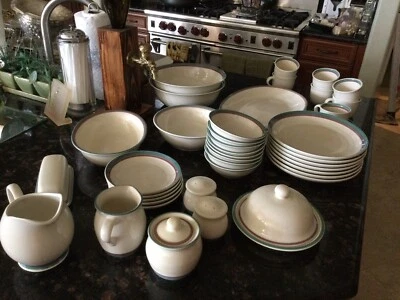 Juniper Stoneware Collection by Pfaltzgraff w/Green & Mauve Bands - Image 1 of 4
