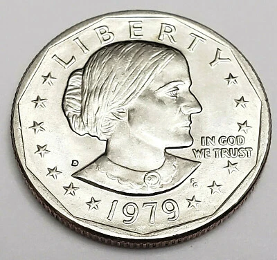 Dólar 1979 D Susan B. Anthony (SBA) AVE circulado **Envío gratuito** Foto 1 de 2