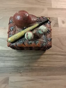 Hobby Lobby Baseball Theme Resin Trinket Box Retro Look - Picture 1 of 3