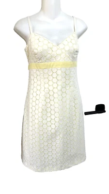 Shoshanna Ivory Lace Over Yellow Empire Waist Dress  Spaghetti Strap Y2K sz 8 S - Image 1 of 4