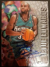 Blue Edwards Autographed 1996-97 Fleer Metal Vancouver Grizzlies Card #104