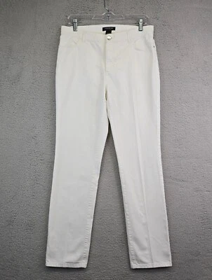Pantalones de mezclilla Lafayette 148 NY para mujer 8 blancos calce ajustado tiro medio elásticos preppy trabajo ciudad Foto 1 de 4