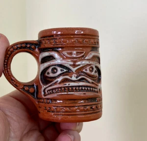 Haida Face Miniature Terracotta Cup Northwest Coast Indigenous Totem Native Art - Bild 1 von 6