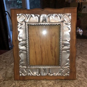 RARE Vtg Silver & Carved Wood REGALOS FRANCIS Picture Frame Hand Made in Mexico - Picture 1 of 12