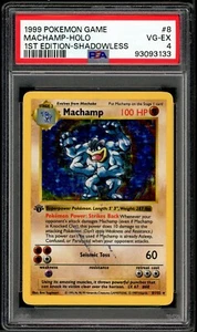 PSA 4 Base Set Shadowless Machamp Holo 8/102 Pokemon Cards 1999🔥 - Picture 1 of 2