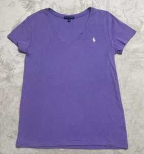 Lauren Ralph Lauren Top Girls Large Purple Short Sleeve Ribbed V Neck Blouse - Picture 1 of 7
