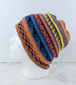 100% Baby Alpaka Wende Beanie Unisex Bunt Boho Azteken Lama Hippie Peru - Bild 1 von 6