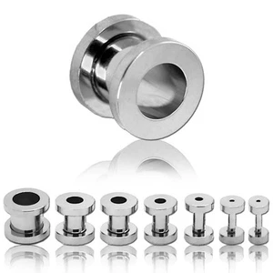 Set Tunnel Silbern Plug Flesh Ohr 1,6 2 3 4 5 6 8 10 Piercingschmuck Tunnelset - Picture 1 of 1