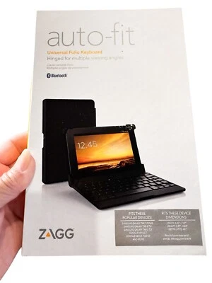 Zagg Auto-Fit Universal Folio Keyboard Hinged Bluetooth Adjustable Thin Open Box - Image 1 of 4