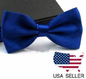 New Tuxedo PreTied Royal Blue Bow Tie Matching Adjustable Band Classic - Picture 1 of 1