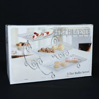 5th Fifth Avenue Crystal Estate  3-Tier Buffet Server 15.75" Chrome Plated NEW - Image 1 of 4