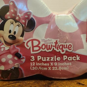 Minnie Mouse Disney's Bow-tique 3 Puzzle Pack w/Tin Sealed by Cardinal - Picture 1 of 12