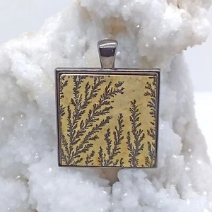 Piedra arenisca dendrítica, collar, gunmetal, hecho a mano, único, joyería, #2045 - Imagen 1 de 7