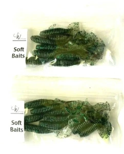 2 PACKS Jed Welsh Kalin's 4" Curly Tail Grub Smoke Pepper Green Glitter 10 Count - Picture 1 of 12