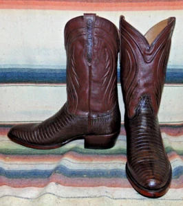 Hombres Rujo The Marcus Marrón Teju Lagarto/Botas de Vaquero de Cuero 11.5 D Nuevas en Caja - Imagen 1 de 6