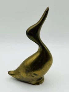 Mid Century Solid Brass Mallard Duck Figurine Paperweight 4 1/2 Inch Vintage - Picture 1 of 7