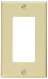 Leviton 80401-I 25PK Decora/GFCI 1 Gang Wallplate/Faceplate Smooth Plastic Ivory - Picture 1 of 2