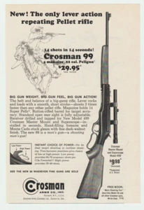 Crosman 99 Pellet Rifle 22 Cal Pellgun Vintage Print Ad 1965 A53 - Picture 1 of 1