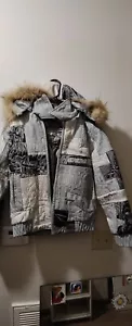 Vintage Scarface Leather Jacket XL Hpnotiq 90s Full Zip Hooded Fur Trim Rare - Picture 1 of 4