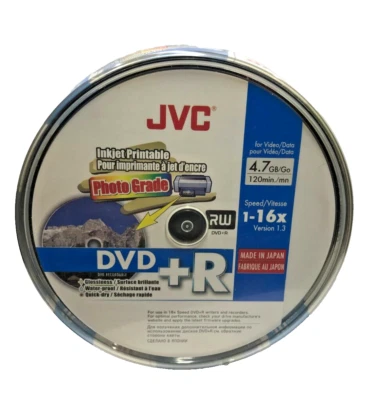 10 Taiyo Yuden JVC CMC PRO Gloss PRINTABLE Blank DVD+R 16x 120min discs JAPAN CB - Image 1 of 3